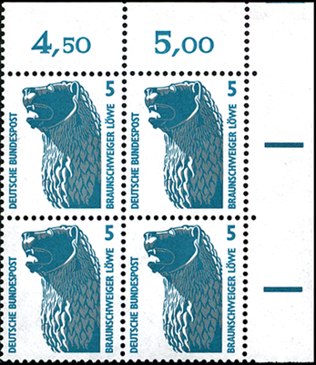 Sehenswürdigkeiten 5 Pf mit Gummi "v", MiNr 1448v